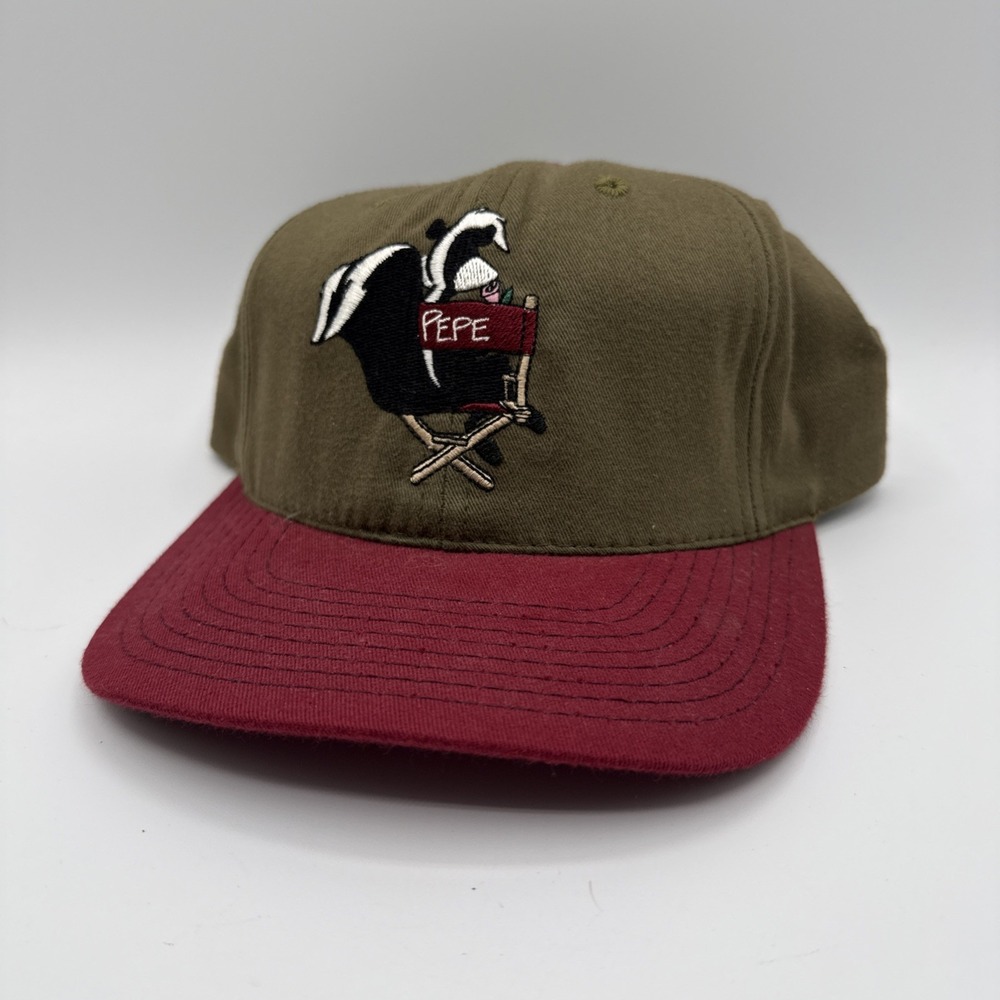 Vintage 1991 Pepe Le Pew Looney Tunes Hat Green Red Warner Bros 90s ACME Sz L